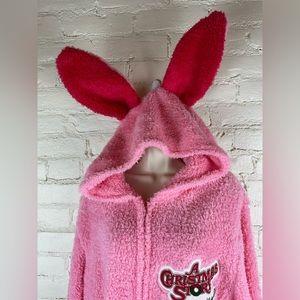 A Christmas Story Deranged Easter Bunny Union Suit Costume Pajamas Onesie Sz XL